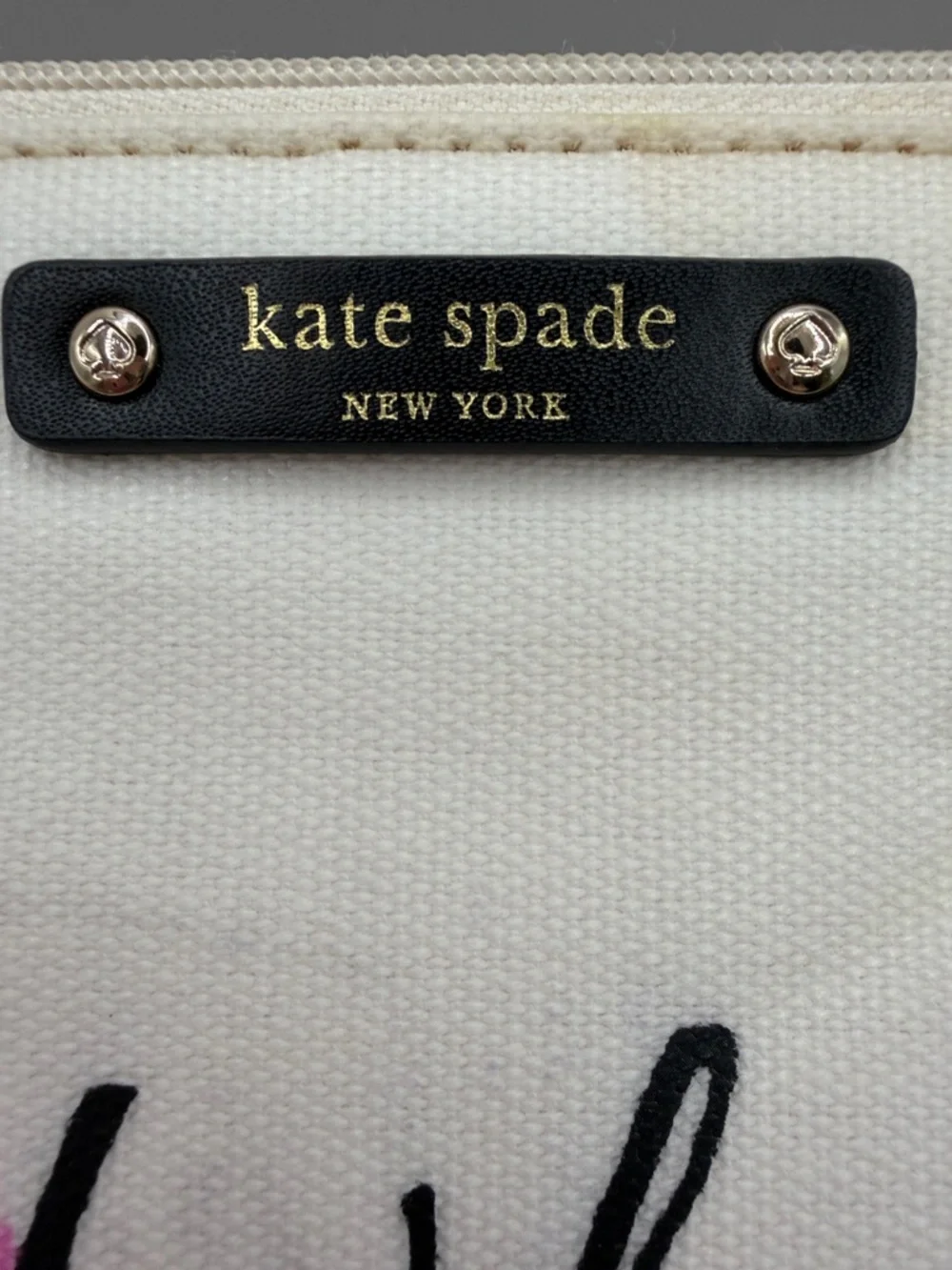Kate Spade Cream Canvas Pouch with Pink & Orange Ice Cream Graphic - Picture 3 of 5